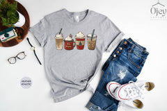 Coffee Christmas Shirt, Christmas Peppermint Iced Latte Shirt, Christmas Shirts for Women, Vintage Christmas Shirts, Coffee Lover Gift