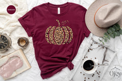 Leopard Pumpkin Shirt, Fall Pumpkin Shirt, Cute Pumpkin Shirt, Fall Shirt Gift, Fall Vibes Tee, Thanksgiving Shirt Gift, Fall Tees for Women