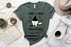 Halloween Dentist Shirt, Trick Or Treat Brush Your Teeth Shirt, Funny Halloween Shirt, Spooky Dentist Shirt,  Gift for Dentist Assistant