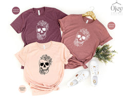 Halloween Shirt, Skull Flower Shirt, Calavera Shirt, Flower Skull Shirt, Sugar Skull Shirt, Floral Skull Tee, Skull Lover Tee