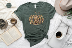 Leopard Pumpkin Shirt, Fall Pumpkin Shirt, Cute Pumpkin Shirt, Fall Shirt Gift, Fall Vibes Tee, Thanksgiving Shirt Gift, Fall Tees for Women