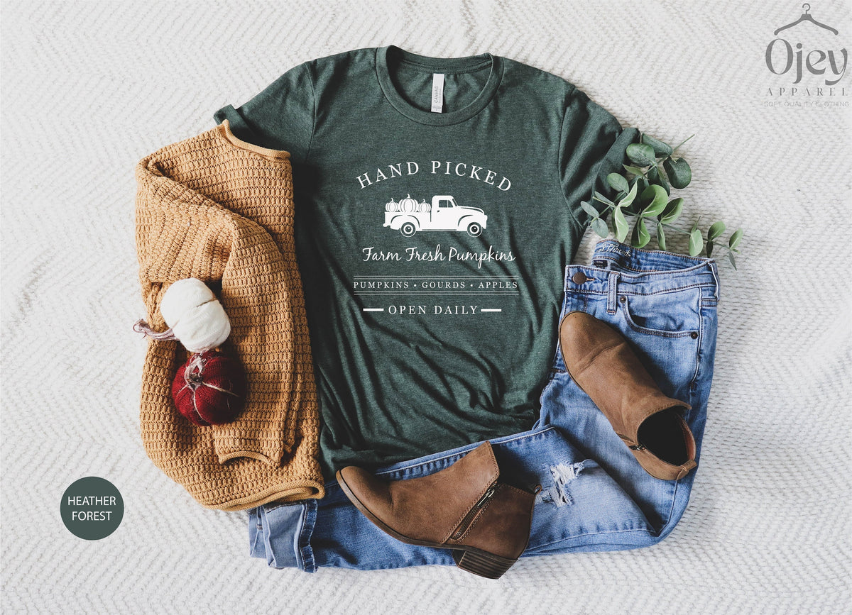 Farm Fresh Pumpkins Shirt, Truck Pumpkin Shirt, Pumpkin T Shirt, Fall Shirt, Fall T Shirts for Women, Pumpkin Patch Shirt, Autumn Shirts