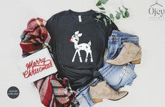 Christmas Deer Shirt, Reindeer Shirt, Christmas Reindeer Shirt, Rudolph Shirt, Women Christmas Shirt, Christmas Shirts, Reindeer Kid Shirt