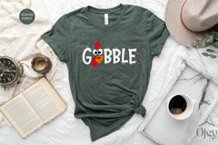 Gobble Turkey Shirt, Gobble Thanksgiving Shirt, Thanksgiving T-Shirt, Funny Thanksgiving Shirt, Funny Cute Turkey Face, Turkey Shirts,