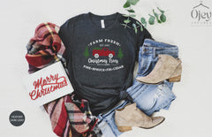 Farm Fresh Christmas Trees Shirt, Farmhouse Christmas, Christmas Truck Shirt, Christmas Farm Gift Shirt, Handmade Clothing, Holiday Fashion