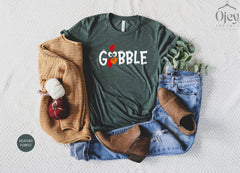Gobble Turkey Shirt, Gobble Thanksgiving Shirt, Thanksgiving T-Shirt, Funny Thanksgiving Shirt, Funny Cute Turkey Face, Turkey Shirts,