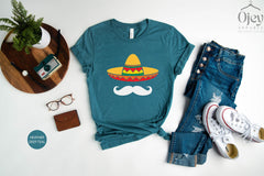 Sombrero And Mustache Shirt, Sombrero Shirt, Cinco De Mayo Shirt, Fiesta Shirt, Mexican Party Shirt, Bachelorette Shirt, Party Shirt
