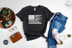 American Flag Fishing Shirt, Fishing Lover Shirt, Fisherman Gift, Dad Fishing Shirt, American Hunter Tshirt, Fisher Shirt, Men Hunting Gifts
