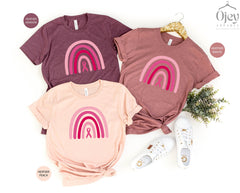 Pink Ribbon Shirt, Cancer Ribbon Shirt , Cancer Rainbow Shirt, Breast Cancer Awareness Tee, Pink in October Shirt, Breast Cancer Women Shirt