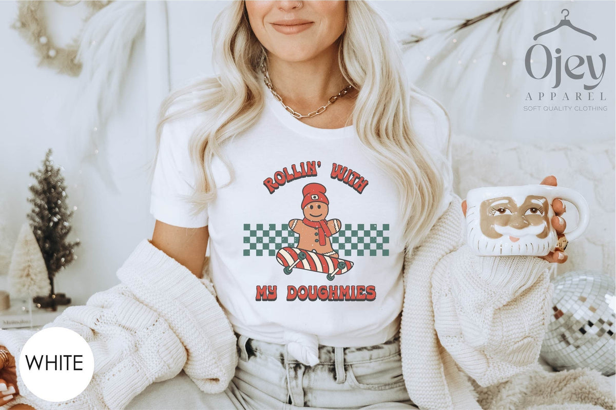 Rollin with My Doughmies, Christmas Gingerbread Shirt, Funny Christmas Shirt, Retro Christmas Shirt, Christmas Cookie Shirt, Kids Xmas Shirt