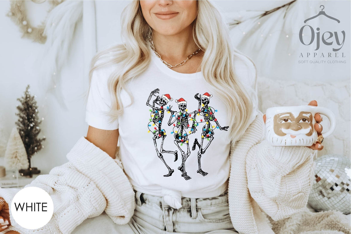 Christmas Skeleton Shirt, Lights Skeleton Shirt, Dancing Santa Shirt, Funny Christmas Shirt, Christmas Gift Shirts, Christmas Spirit TShirt