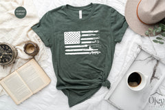 American Flag Fishing Shirt, Fishing Lover Shirt, Fisherman Gift, Dad Fishing Shirt, American Hunter Tshirt, Fisher Shirt, Men Hunting Gifts