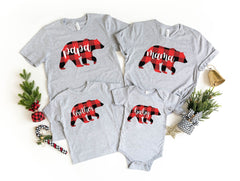 Family Christmas Bear Matching Shirts, Christmas Bear Tshirts, Buffalo Plaid ,Family Bear Shirts, Mama Papa Brother Baby Shirt, Xmas Gifts