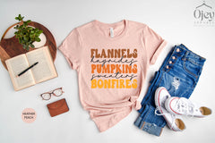 Flannels Hayrides Pumpkins Sweaters Bonfires Shirt, Pumpkin Lover T-Shirt, Fall Season Tee, Fall Vibes Outfit, Pumpkin Spice Tee, Fall Lover