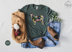 Christmas Cow Shirt, Funny Christmas Shirt, Cow Lover Gift, Christmas Farm T-Shirt, Cow Lover Shirt, Winter Clothing, Christmas Gifts Women