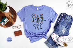 Christmas Skeleton Shirt, Lights Skeleton Shirt, Dancing Santa Shirt, Funny Christmas Shirt, Christmas Gift Shirts, Christmas Spirit TShirt