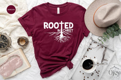 Rooted In Christ Shirt, Unisex Christian Shirts, Christian Kid Shirts, Faith Tshirts, Jesus Lover Shirts, Gift for Christian, Christian Tees