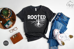Rooted In Christ Shirt, Unisex Christian Shirts, Christian Kid Shirts, Faith Tshirts, Jesus Lover Shirts, Gift for Christian, Christian Tees
