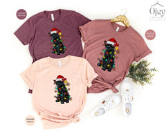 Cat Christmas Shirt, Cat Lover Tshirt, Cat Mom Christmas Shirt, Christmas Cat Light Shirt, Cat Lover Gift, Cat Christmas Shirts for Women
