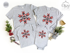 Custom Christmas Shirts, Family Christmas T-Shirt, Custom Snowflake Shirts, Plaid Christmas Family Shirts, Christmas Party Shirts for Family