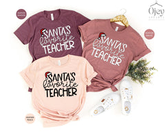 Christms Teacher Shirts, Santa Favorite Teacher Shirt, Christmas Gift for Teacher, Christmas Teacher Tee, Santa Teacher Shirt