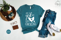 Chicken Shirt, Chicken T-Shirt, Chicken Lady Shirt, Chicken Lover Shirt, Just A Girl Who Loves Chickens, Farm Girl Shirt, Chicken Gift Shirt