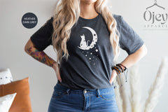 Floral Moon Cat Shirt, Cat Mom Shirt, Cat Shirts, Cat Lover Shirt, Cat Shirt Gift, Cute Cat Shirt, Kitten Shirts, Kitty Shirts for Women