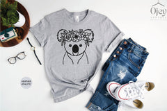 Koala Shirt, Floral Koala Shirt, Koala Shirt for Girls, Family Koala Shirts, Matching Koala Shirts, Floral Crown Koala, Koala Gift Shirt