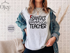 Christms Teacher Shirts, Santa Favorite Teacher Shirt, Christmas Gift for Teacher, Christmas Teacher Tee, Santa Teacher Shirt