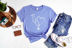Nurse Shirt, CUSTOM Nurse Shirt, Gift for Nurse,  Nurse Shirt Gifts, Nursing Grad Shirt,  Stethoscope Shirts, Essential Worker Shirts