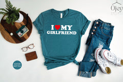 I Love My Girlfriend Shirt, Valentine Day Shirt, I Heart My Girlfriend Shirt, Valentine Shirt for Him, Valentine Boyfriend Shirt