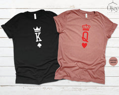 Queen & King Shirts, Valentine Couple Shirts, Valentine Girlfriend Shirt, Valentine Boyfriend Shirt, King of Spades, Queen of Spades Shirt