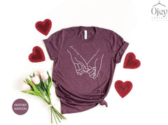 Custom Couple Valentine Shirts, Custom Valentine Shirt, Holding Hands Shirt, Couple Shirt Gift, Gift for Girlfriend, Gift for Boyfriend