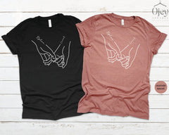 Custom Couple Valentine Shirts, Custom Valentine Shirt, Holding Hands Shirt, Couple Shirt Gift, Gift for Girlfriend, Gift for Boyfriend