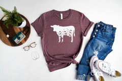 Floral Cow Shirt, Cow T Shirt, Cow Lover Shirt, Farming Shirt, Farm Girl Shirt, Cow Lover Gift, Cow Farm Shirt, Country T Shirt, Dairy Farm