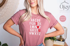 Teacher Alphabet  Shirt Teacher Valentine Shirts I Love You Teacher Shirts Kinder Teacher Shirts Alphabet Valentine Tee Valentine Squad Vday