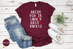 Teacher Alphabet  Shirt Teacher Valentine Shirts I Love You Teacher Shirts Kinder Teacher Shirts Alphabet Valentine Tee Valentine Squad Vday