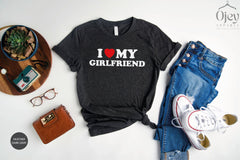 I Love My Girlfriend Shirt, Valentine Day Shirt, I Heart My Girlfriend Shirt, Valentine Shirt for Him, Valentine Boyfriend Shirt