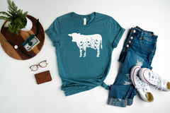Floral Cow Shirt, Cow T Shirt, Cow Lover Shirt, Farming Shirt, Farm Girl Shirt, Cow Lover Gift, Cow Farm Shirt, Country T Shirt, Dairy Farm