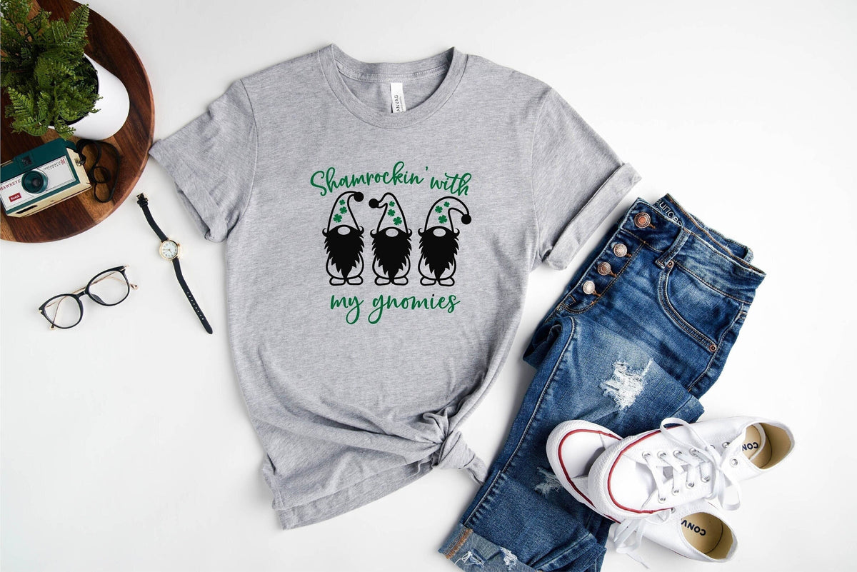 St Patricks' Day Gnome Shirt, Shamrockin' With My Gnomes Tee, Funny St Patrick T-shirt, Irish Gnome Shirt ,St Patricks' Family Shirt