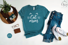 Cat Mom Shirt, Cute Cat Shirts for Women, Cat Lover Shirt, Cat Owner Gift, Kitty Shirt, Cat Shirt Gifts, Cat Mama Shirt, Cat Face Shirt