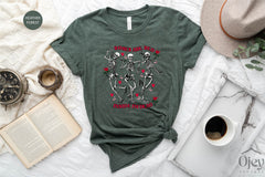 Roses are Red, Inside I'm Dead Shirt, Funny Valentine Shirt, Valentine Day Shirt, Valentine Day Gift, Valentine Skeleton Dance Shirt