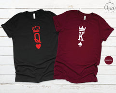 Queen & King Shirts, Valentine Couple Shirts, Valentine Girlfriend Shirt, Valentine Boyfriend Shirt, King of Spades, Queen of Spades Shirt