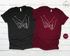 Custom Couple Valentine Shirts, Custom Valentine Shirt, Holding Hands Shirt, Couple Shirt Gift, Gift for Girlfriend, Gift for Boyfriend