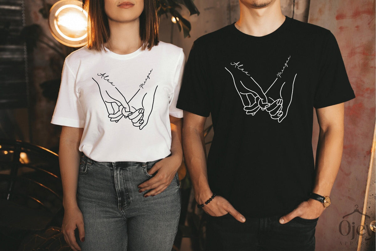 Custom Couple Valentine Shirts, Custom Valentine Shirt, Holding Hands Shirt, Couple Shirt Gift, Gift for Girlfriend, Gift for Boyfriend