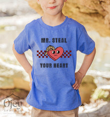 Mr Steal Your Heart Shirt -  Toddler Valentine Tee - Retro Valentine T-Shirt