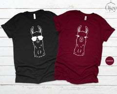 Llama Couples Tshirt, Mama Llama Shirt, Dada Llama Tee, Cute Llama Shirt, Funny Couples Shirts, Unisex Clothing, Crewneck, Llama Lover Gift