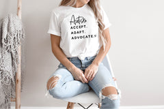 Autism Shirts, Autism Awareness Shirt, Accept Adopt Advocate, Autism Mom Tees, Autism Tshirt, Autism Shirt for Teacher, Autism Support Gifts