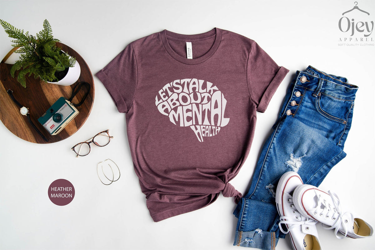 Lets Talk About Mental Health, Mental Health Matters Shirt, Mental Health Shirt, Therapist Shirt, Psychologist Shirt, Gift for Her, Therapy
