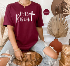 Christian Shirt He is Risen Shirt Easter Shirt for Women God Shirts  Christian Easter Shirt Jesus Shirts Easter Shirt, Easter Sunday T-Shirt